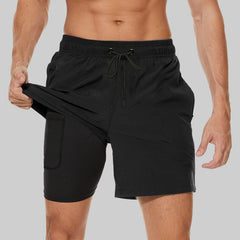 Arcweg 2-in-1 Quick-Dry Swim Trunks with Compression Liner for Men
