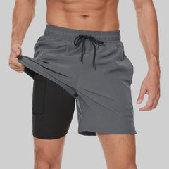 Arcweg 2-in-1 Quick-Dry Swim Trunks with Compression Liner for Men