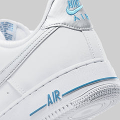 Nike Trainers Mens Air Force 1 07 Low Swoosh Shoes White Laser Blue - Madi International