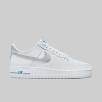 Nike Trainers Mens Air Force 1 07 Low Swoosh Shoes White Laser Blue