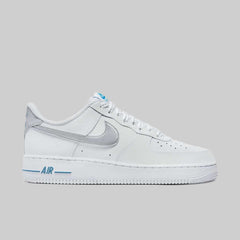 Nike Trainers Mens Air Force 1 07 Low Swoosh Shoes White Laser Blue - Madi International
