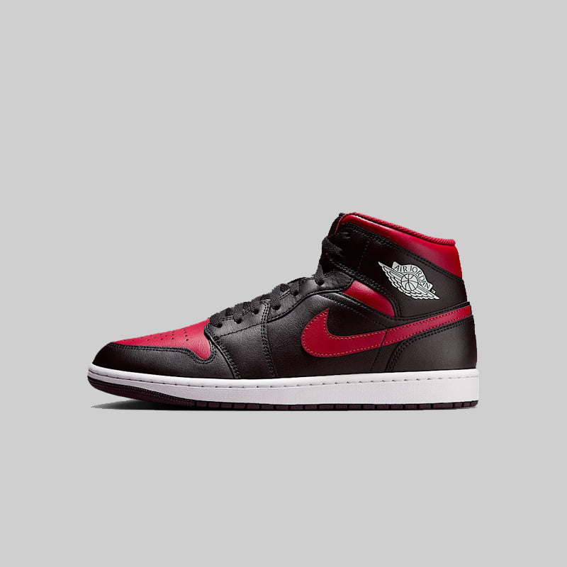 Nike Air Jordan Men's Retro 1 Mid Casual Shoes - Black/Red