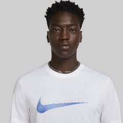 Nike Men's Dri-FIT Short Sleeve T-Shirt – White with Blue Check Graphic