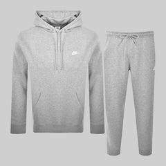 Nike Men's Club Fleece Full Hoodie and Joggers Tracksuit Set – Grey