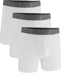 Under Armour 3-Pack Performance Cotton Boxer Briefs for Men – 6" Inseam