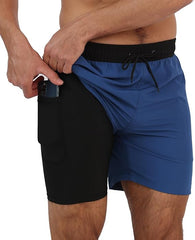 Arcweg 2-in-1 Quick-Dry Swim Trunks with Compression Liner for Men