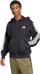 Adidas Men’s Essential Three Stripes Fleece Zipper Hoodie