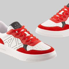 Armani Exchange AX Low-Top Trainers Shoe - Red/White