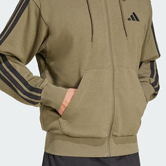 Adidas Essentials Three Stripes French Terry Full-Zip Hoodie for Men