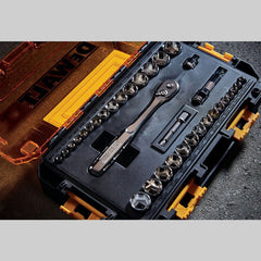 DEWALT 34-Piece Mechanics Socket Tool Kit with Stackable Carry Case