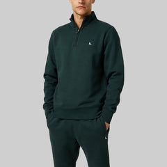 Jack Wills Herren-Sweatshirt „Barchester“ mit 1/4-Reißverschluss in Schiefergrün