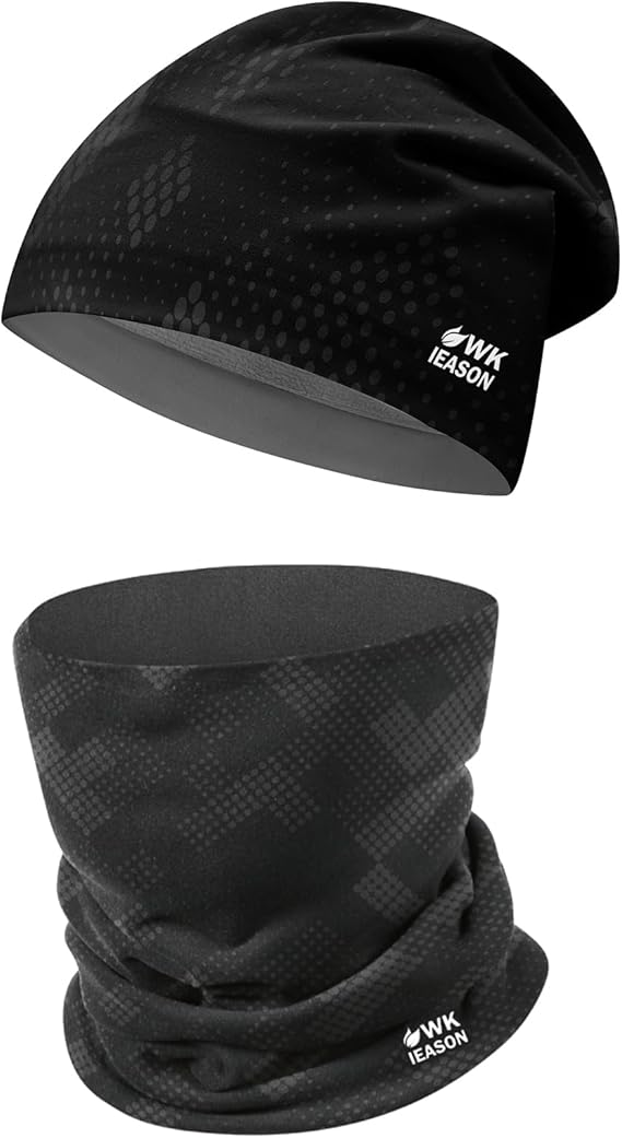 WK IEASON Winter Thermal Fleece Hat & Neck Warmer Set