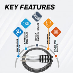 RDX S1 Weighted 10.3ft Non-Slip Aluminum Handles Skipping Rope