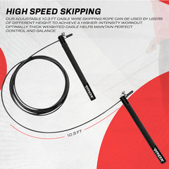 RDX C3 Adjustable 10.3ft Skipping Rope with Non-Slip Handles