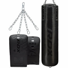 RDX F6 5ft Matte Black Punch Bag – 3PC Training Set