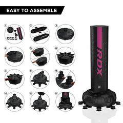 RDX F6 Kara Pink & Black 6Ft Free Standing Punch Bag With Mitts