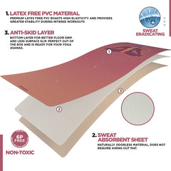 RDX D3 Iris 6mm PVC Yoga Mat Pink Sundial