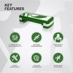 RDX 1P 20cm Aerobic Step Platform with 3 Level Risers 5cm Height Each