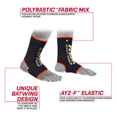 RDX AB Black & Orange Ankle Support Sprain Protection Compression Sleeve OEKO-TEX® Standard 100 certified
