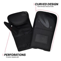 RDX F15 Noir Bag Gloves 4oz Black
