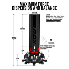 RDX F6 6ft Kara Black Free-Standing Punch Bag With Mitts Set