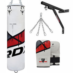 RDX F7 4ft / 5ft 4-in-1 Punch Bag with bag gloves & wall Bracket Set