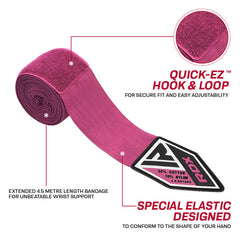 RDX RP 4.5m Pink Women Pro Hand Wraps Tape for Boxing, MMA & Muay Thai