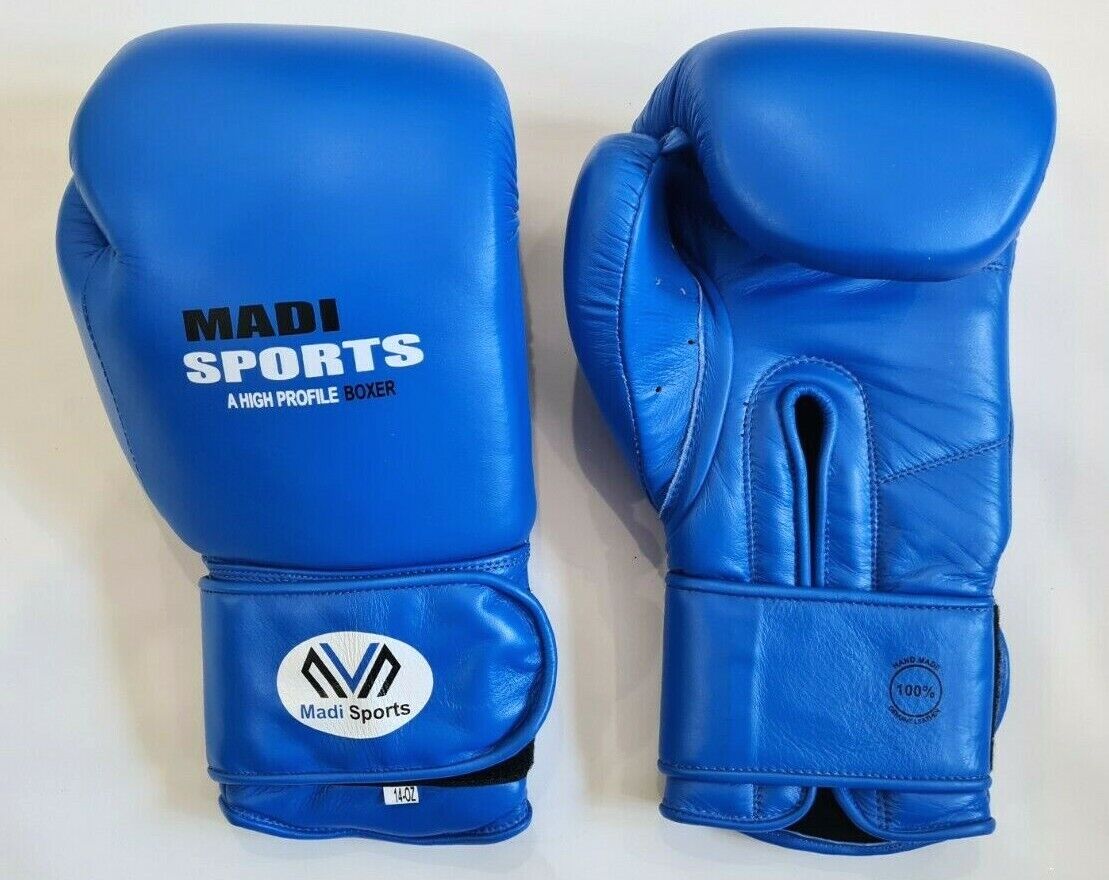 Blue Leather Boxing Gloves