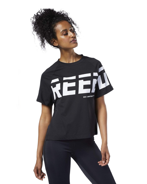 Reebok Women's Workout Ready Meet You There Graphic T-Shirt Black