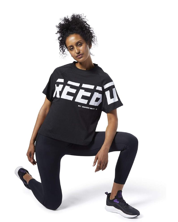 Reebok Women's Workout Ready Meet You There Graphic T-Shirt Black