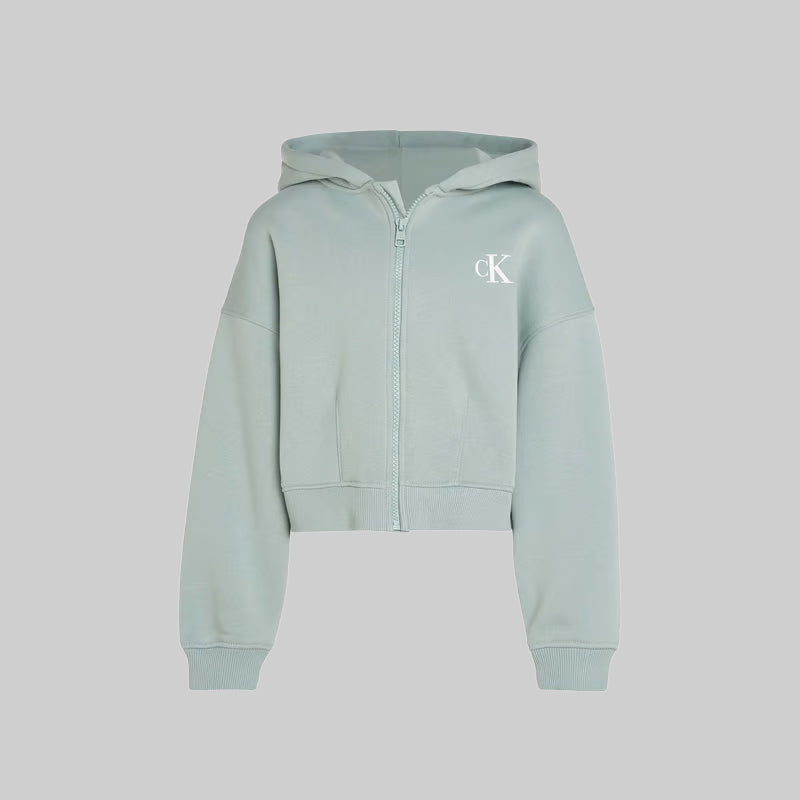 Calvin Klein Juniors Logo Zipped Fleece Hoodie
