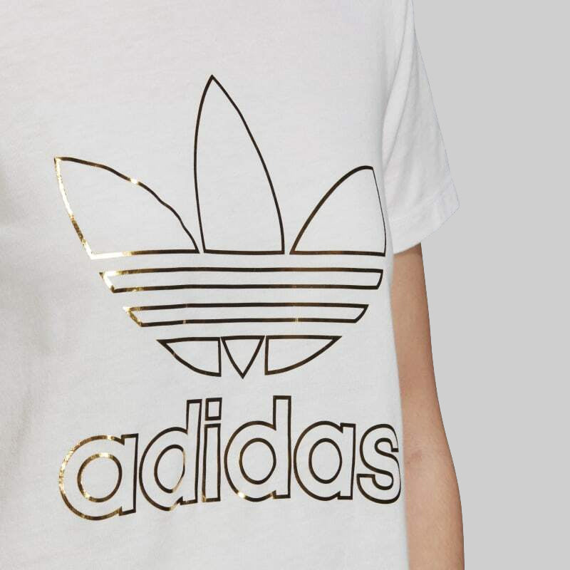 Adidas Originals Trefoil Tshirt White Gold Metalic Teen Girls