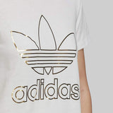 Adidas Originals Trefoil Tshirt White Gold Metalic Teen Girls