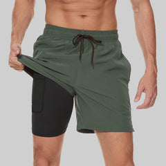 Arcweg 2-in-1 Quick-Dry Swim Trunks with Compression Liner for Men