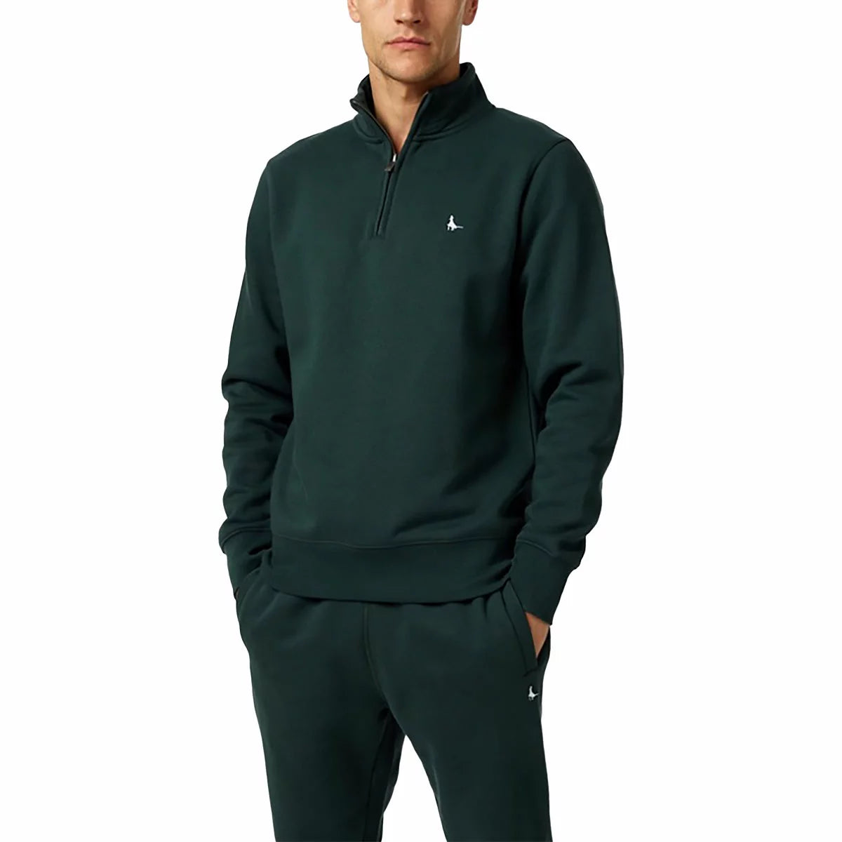 Jack Wills Men's Barchester 1/4 Zip Sweatshirt in Slate Green