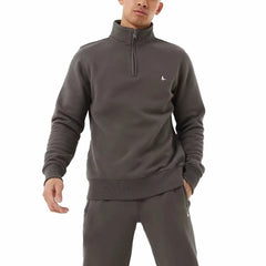Jack Wills Men's Barchester 1/4 Zip Sweatshirt in Slate Green