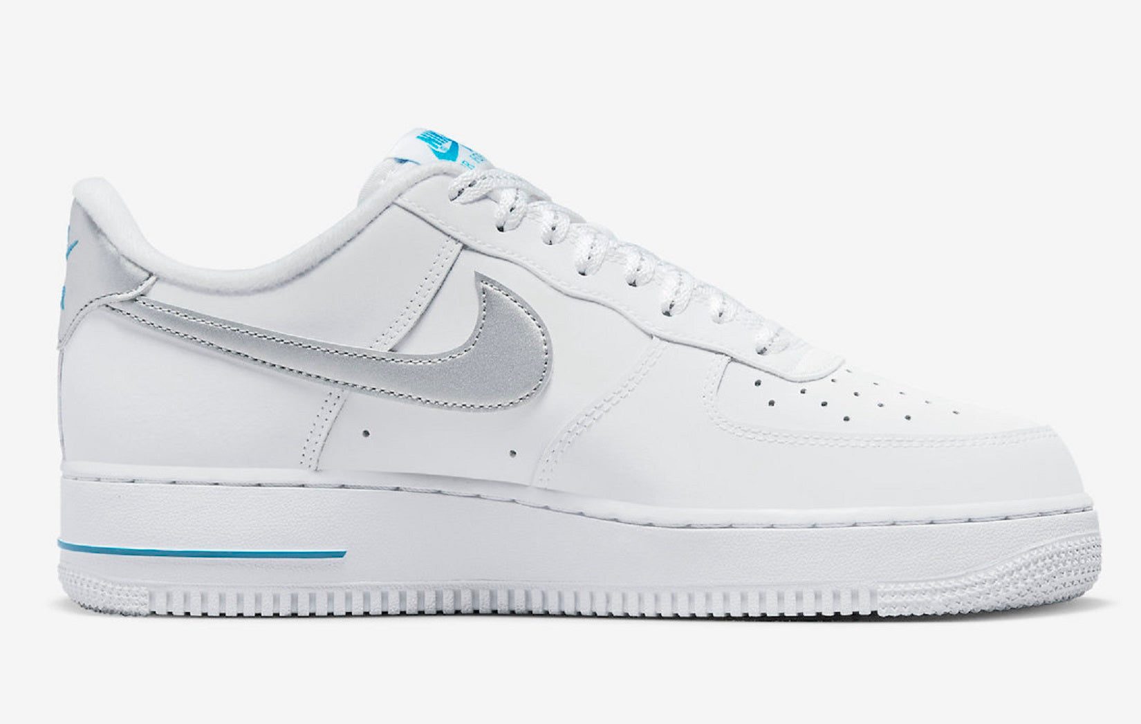 Nike Trainers Mens Air Force 1 07 Low Swoosh Shoes White Laser Blue