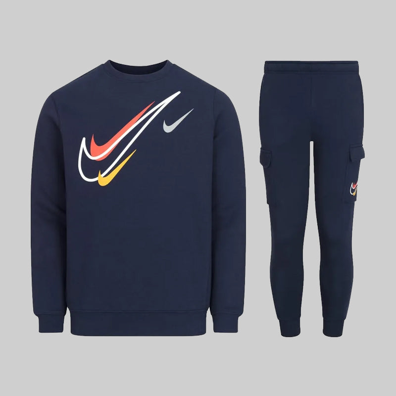 Nike Sportswear Men's Multi Swoosh Graphic Fleece Tracksuit – Navy Blue