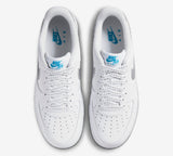 Nike Trainers Mens Air Force 1 07 Low Swoosh Shoes White Laser Blue