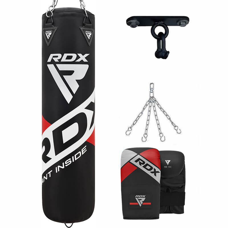 RDX F10B 4ft / 5ft 4-in-1 Punch Bag with Mitts and Ceiling Hook Set