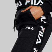 Fila Jacquard Tape Pants Black  Womens Joggers Gym Running Workout