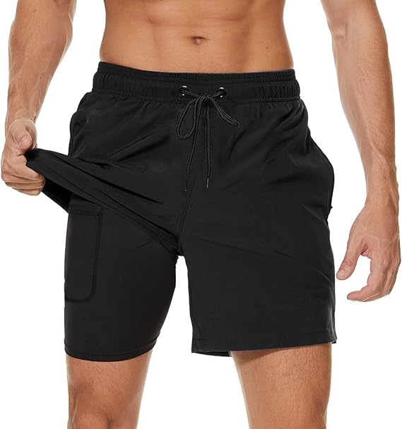 Arcweg 2-in-1 Quick-Dry Swim Trunks with Compression Liner for Men