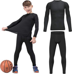 Youth Boys’ Athletic Leggings & Long-Sleeve Top for Sports
