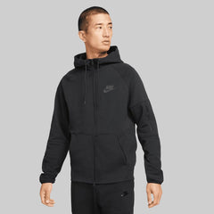 Nike Fleece Woven Full Zip Hoodie - Black