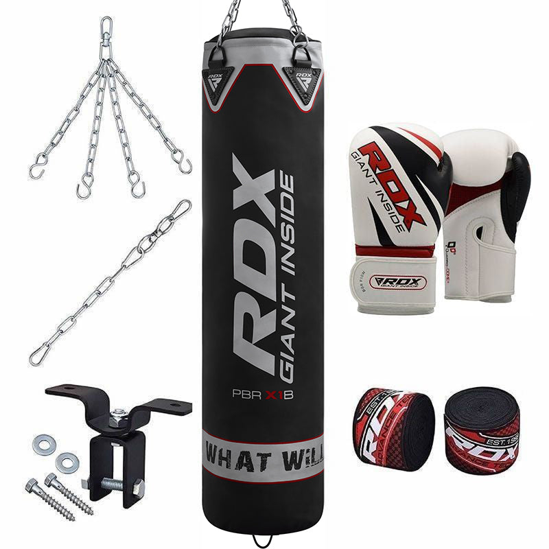 RDX X1 4ft / 5ft 8-in-1 Heavy Boxing Punch Bag & Gloves Set