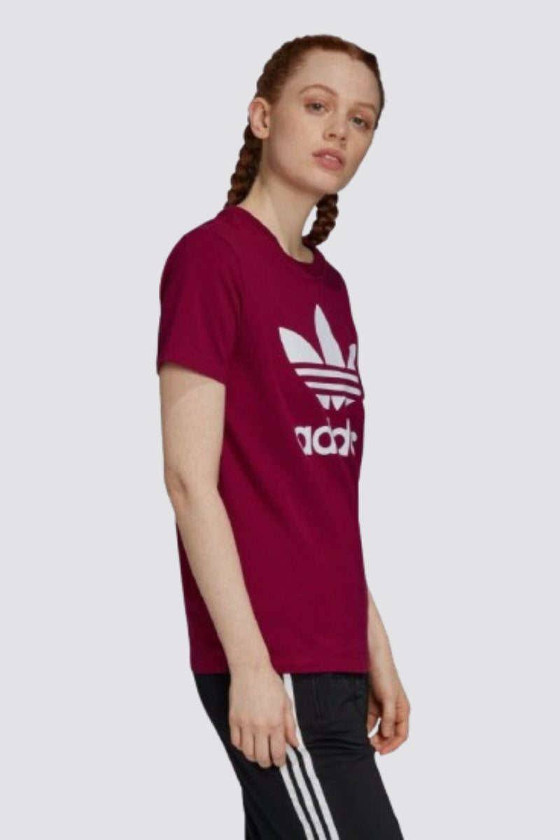 Adidas Women's Originals TREFOIL TEE Berry Authentic STRETCHY Size 2