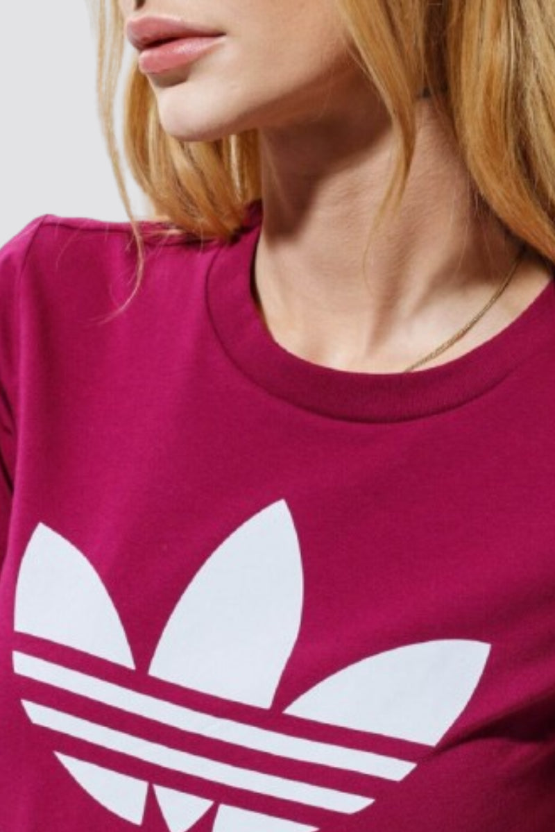 Adidas Women's Originals TREFOIL TEE Berry Authentic STRETCHY Size 2