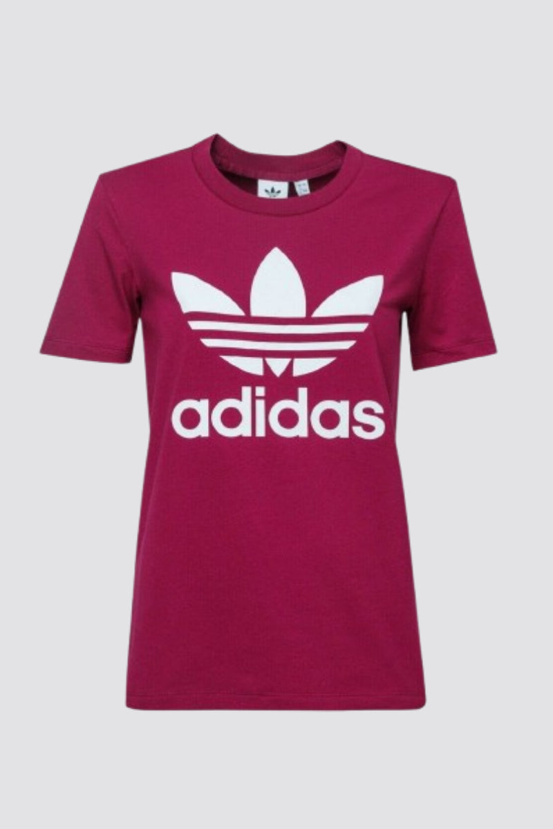 Adidas Women's Originals TREFOIL TEE Berry Authentic STRETCHY Size 2