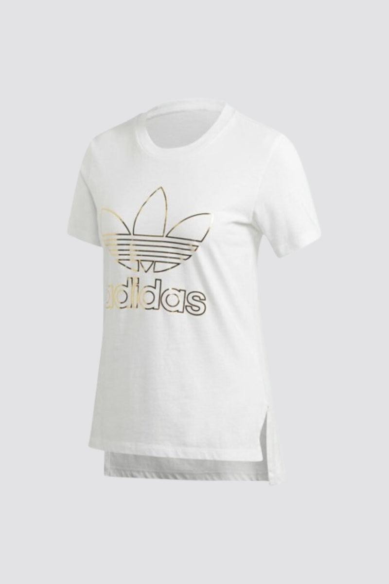 Adidas Originals Trefoil Tshirt White Gold Metalic Teen Girls