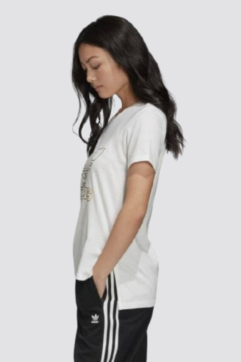 Adidas Originals Trefoil Tshirt White Gold Metalic Teen Girls